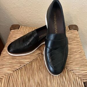 Cole Haan Black Leather Loafers with White Sole
